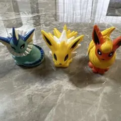 ポケモン ソフビ 指人形 フィギュア 3体 シャワーズ ブースター