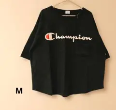 Champion ×RODEO　黒 ビッグシルエットTシャツ ポケット付き　М