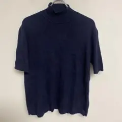 POLO RALPH LAUREN ネイビー ハイネック 半袖ニット L