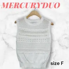 MERCURYDUO 白ノースリーブ トップス F 透かし編み レースニット