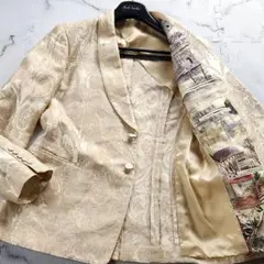 美品✨L! ポールスミス テーラードジャケット ペイズリー 総柄 裏地柄 リネン