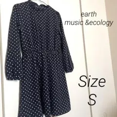 earth music&ecology ネイビー ドット柄 ワンピース