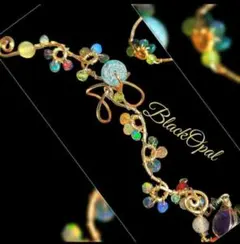 14kgf ブラックオパール　フラワーイヤーカフ　お着物に　誕生日