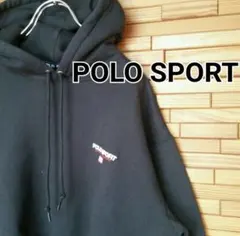 【一点物】POLO SPORT スウェット パーカー 黒 ポロスポ　90 ロゴ