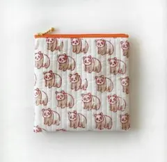 【ハンドメイド】ましかくポーチ(オレンジパンダ)