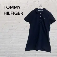 トミーヒルフィガー　ポロシャツ レディースS ネイビー 半袖 ワンポイントロゴ