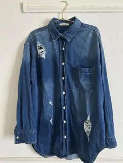 JEANASIS ダメージ加工 長袖シャツ