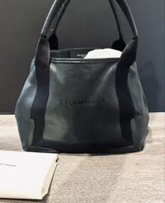 300円スタート BALENCIAGA ネイビーカバス トートバッグ S