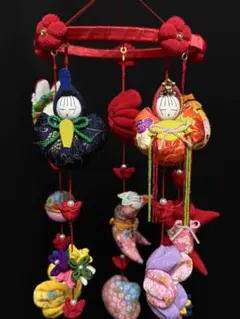 5連 吊るし飾り ハンドメイド•吊るし飾り•ちりめん細工