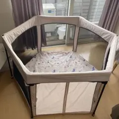 日本育児 洗えてたためる ポータブルベビーサークル クラウド グレー
