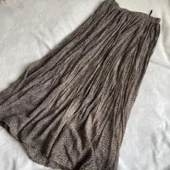 GLOBAL WORK ヒョウ柄 プリーツスカート L