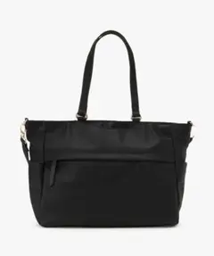 ブラックトートバッグ ショルダーストラップ付き