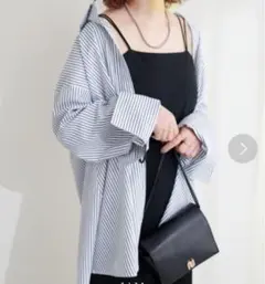 ナチュラルクチュール　ストライプ　ブラウス　シャツ　ブルー