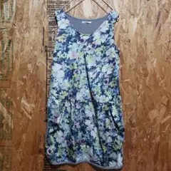 simplicite ノースリーブ コクーン 花柄 タック 異素材