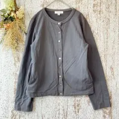 ジェイエフレディメイド　カットソーカーディガン（M）長袖綿羽織りグレーa1878のサムネイル