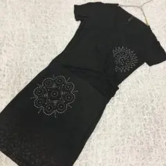 【Desigual】デシグアル カシュクール風ラインストーン ワンピースブラックのサムネイル