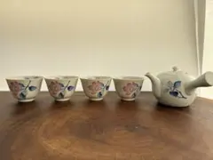 大吉窯　花柄　急須　湯飲み4個セット