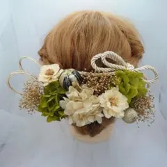 髪飾り【6111】ヘッドパーツ　プリザーブドフラワー　結婚式　成人式　卒業式　袴
