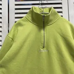 ハーフジップ スウェット 古着 黄色 H&M good place 刺繍