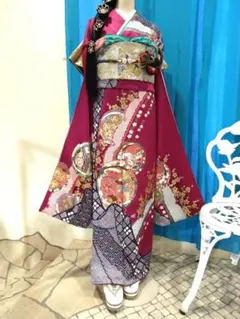 振袖フルセット、正絹振袖、成人式、重ね衿、帯揚げ帯締め、西陣袋帯、襦袢