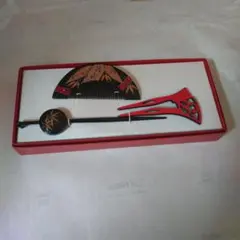 アンティーク風、和風髪飾りセット 赤と黒
