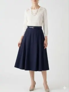 LAURA ASHLEY ローラアシュレイ フラワーレース切替トップス 白 Sのサムネイル