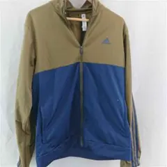 adidas トラックジャケットブルゾン カーキ×ネイビー サイズLのサムネイル