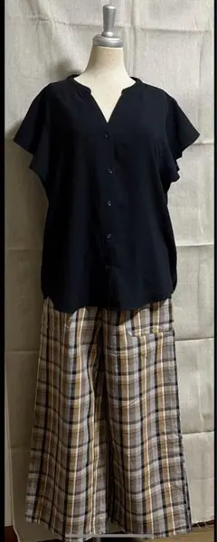 チェックパンツ ワイドパンツ