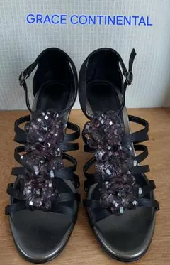 未使用品　グレースコンチネンタル　花モチーフ付きサンダル　パンプス