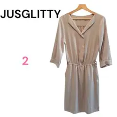 JUSGLITTY 七分袖 ワンピース ライトページュサイズ2のサムネイル