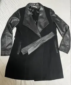 theory luxe レザー切り替えコート