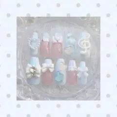 ネイルチップ 平成女児 ウィッシュコア クローバー 音符 羽 水色 ゆめかわ