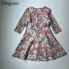 美品　Diagram ダイアグラム　フレアワンピース　花柄　くすみピンク系　36