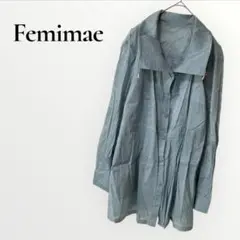 Femimae スプリングコート ライトブルー 無地 長袖 【L】 春夏 薄手