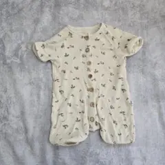 ベビー服　花柄　リブ編み　ロンパース クリーム色　新生児　ベビー　韓国子供服