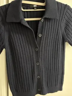 UNIQLO リブポロシャツ 半袖 ネイビー S