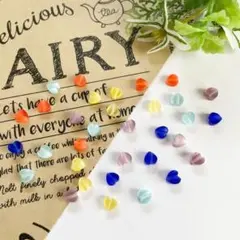 【1708】キャッツアイビーズ ハート ミックスカラー 30個 450円