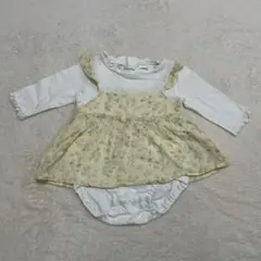 テータテート スカートロンパース 黄色 花柄 バースデイ 80