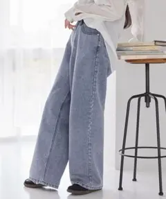 モノマート ヴィンテージメイク バギーセミワイド デニムパンツ　ブルーのサムネイル