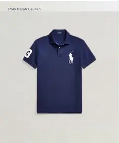 ポロラルフローレン　ロゴ　ポロシャツ　M ネイビー　古着