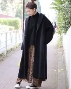 ジャーナルスタンダード TWシャギーショールカラーコート　紺　ふわふわ　ロング