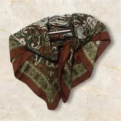 ペイズリー柄ストール 茶色と緑