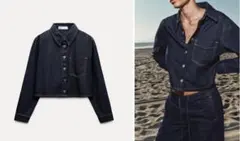 (K12669) ザラ ZARA クロップドデニムシャツ