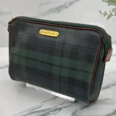 ポロ ラルフローレン＊セカンドバッグ クラッチバッグ＊タータンチェック グリーン