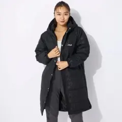 フィラ マルチライン ＵＶカット 中綿入り ロングコート ベンチコート ブラック