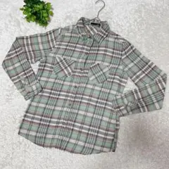 【DouDou ドウドウ】 長袖 ネルシャツ (38) チェック グリーンのサムネイル