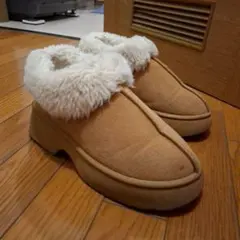 レディース ムートンブーツ 厚底 ベージュ