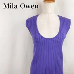 ミラオーウェン　Uネック　ノースリーブ　タンクトップ　リブニット【4512】