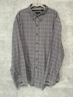 古着　VAN HEUSEN グレー　チェック柄コットン長袖シャツ