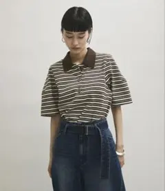 6（ROKU）コットン ナイロン ボーダー ポロニット - メルカリ